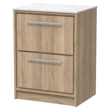 600mm Floor Standing 2-Drawer Vanity with Marble Worktop