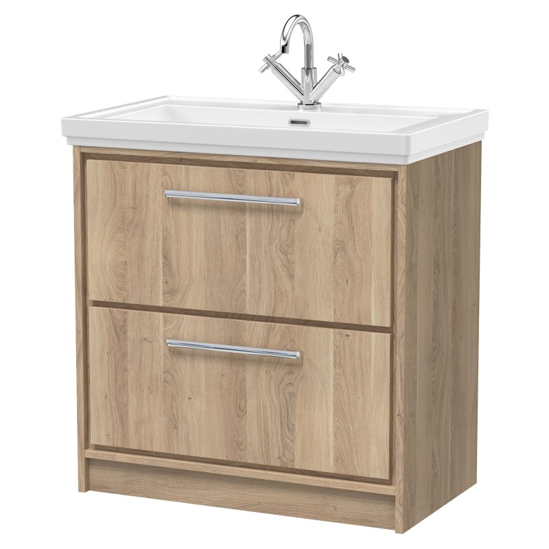 800mm Floor Standing 2-Drawer Vanity with Basin - 1 Tap Hole