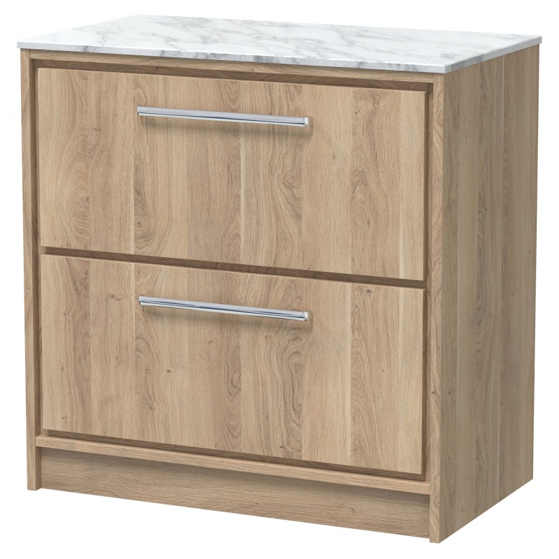 800mm Floor Standing 2-Drawer Vanity with Marble Worktop