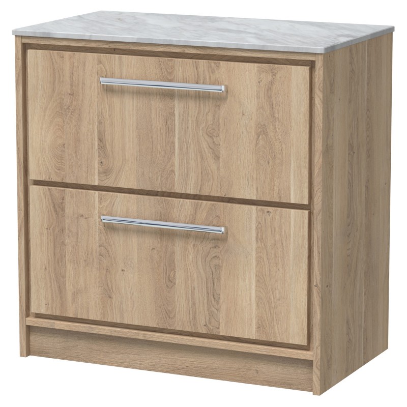 800mm Floor Standing 2-Drawer Vanity with Marble Worktop