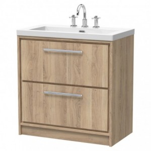 800mm Floor Standing 2-Drawer Vanity with Basin - 3 Tap Hole