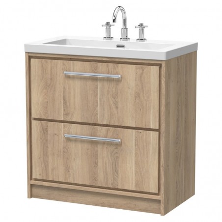 800mm Floor Standing 2-Drawer Vanity with Basin - 3 Tap Hole