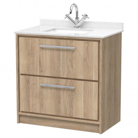 800mm Floor Standing 2-Drawer Vanity with Marble Worktop Basin