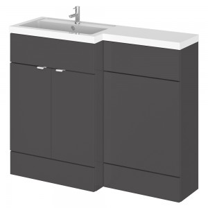 Fusion Gloss Grey 1100mm (w) x 904mm (h) x 360mm (d) Full Depth Combination Vanity & Toilet Unit with Left Hand Basin