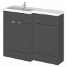 Fusion Gloss Grey 1100mm (w) x 904mm (h) x 360mm (d) Full Depth Combination Vanity & Toilet Unit with Left Hand Basin