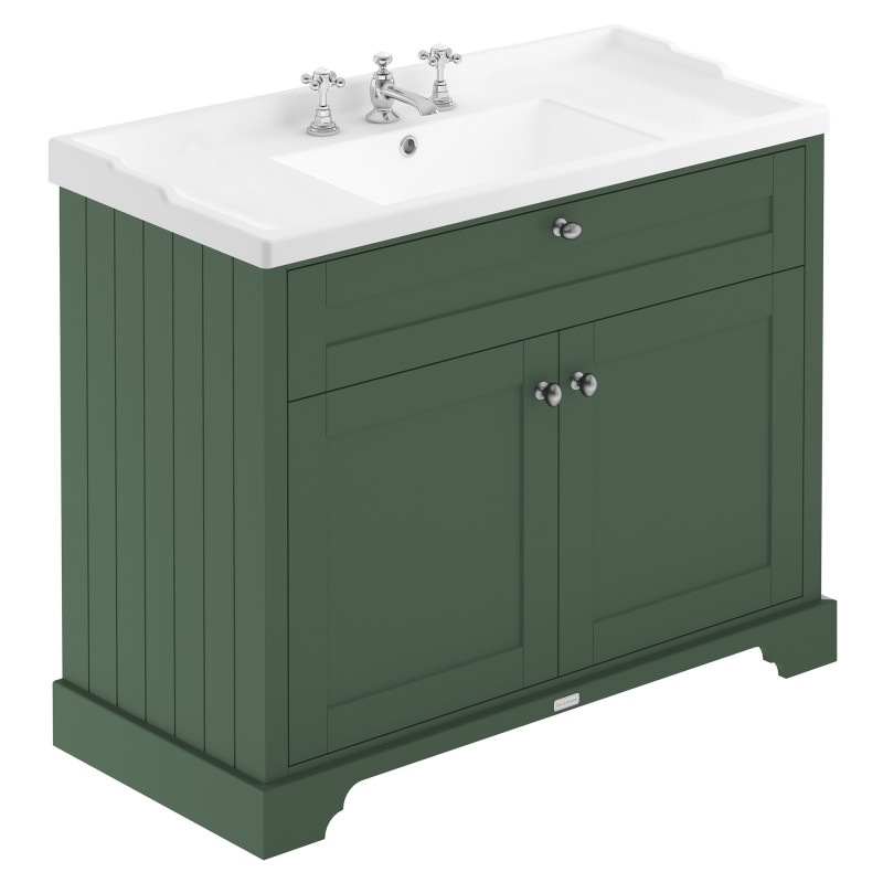 "Old London" Hunter Green 1000mm Cabinet & Basin - 3 Tap Holes