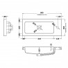 600mm (w) x 255mm (h) x 135mm (d) Compact Polymarble Basin - Technical Drawing