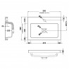 500mm (w) x 355mm (h) x 135mm (d) Polymarble Basin (Compatible With Hudson Reed Fusion Fitted Furniture) - Technical Drawing