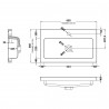 600mm (w) x 355mm (h) x 135mm (d) Polymarble Basin (Compatible With Hudson Reed Fusion Fitted Furniture) - Technical Drawing