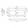 800mm (w) x 355mm (h) x 135mm (d) Polymarble Basin (Compatible With Hudson Reed Fusion Fitted Furniture) - Technical Drawing