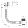 Square "Freeflow" Bath Filler Waste and Overflow (Suitable for baths up to 18mm thick) - Technical Drawing