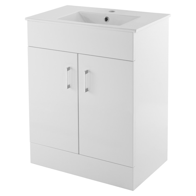 "Eden" Gloss White Floor Standing 600mm (w) x 840mm (h) x 390mm (d) Cabinet & Basin