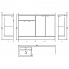 Fusion 1200mm Left Hand Combination - Bleached Oak - Technical Drawing