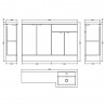 Fusion 1200mm Right Hand Combination - Bleached Oak - Technical Drawing