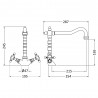 French Classic Mono Sink Mixer Tap - Brushed Nickel - Technical Drawing