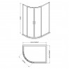 Brushed Brass Rene Offset Quadrant Shower Enclosures - Technical Drawing