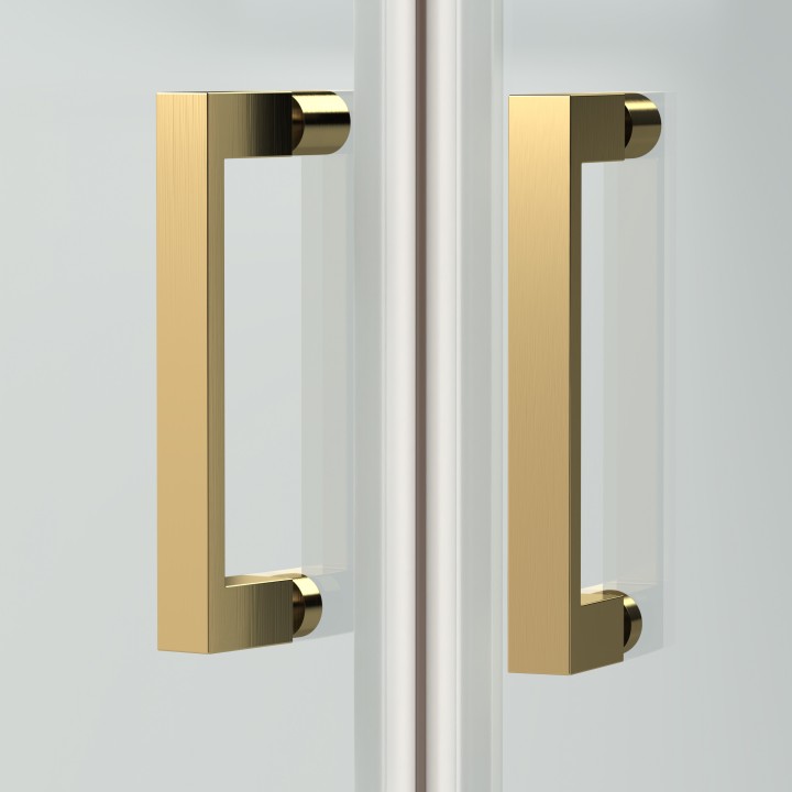 Brushed Brass Rene 6mm Hinged Shower Doors 700mm to 900mm (w) - 4 Sizes
