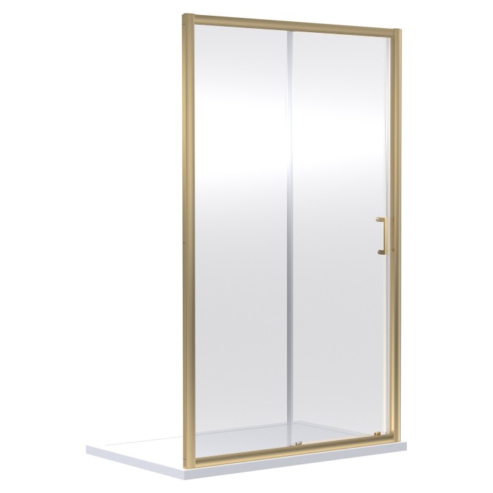 Brushed Brass Rene 6mm Sliding Shower Doors 1000mm to 1700mm (w) - 7 Sizes