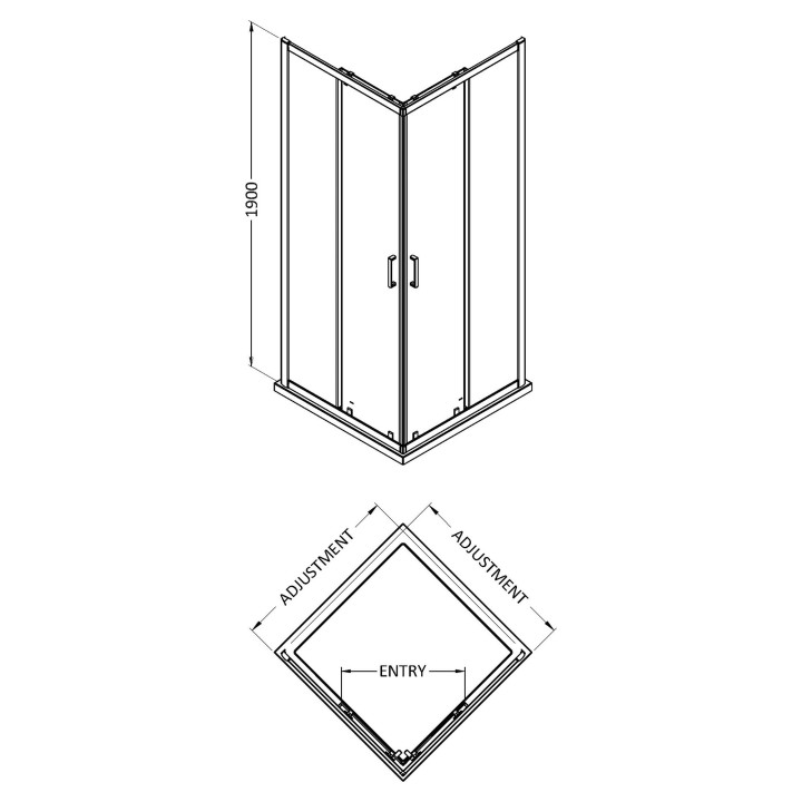 Chrome Rene 6mm Corner Entry Shower Enclosures - 2 Sizes