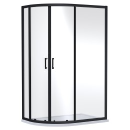 Matt Black Rene 6mm Offset Quadrant Shower Enclosures - 3 Sizes