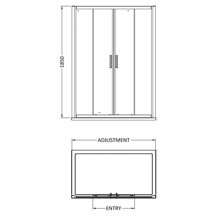 Pacific Double Sliding Shower Door with Square Handle 1400mm to 1700mm (w) - 2 Sizes