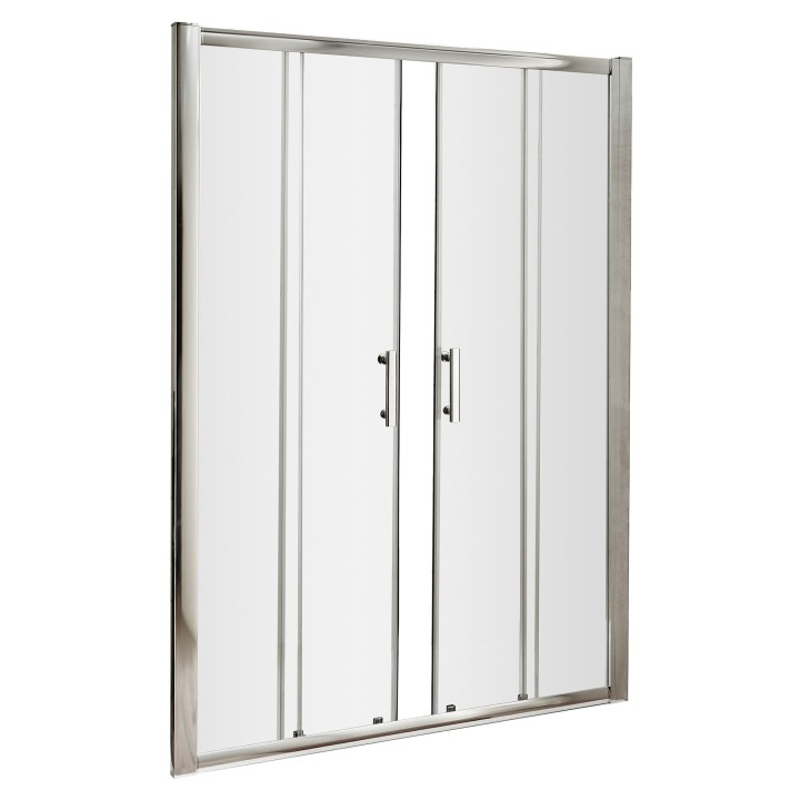 Pacific Double Sliding Shower Door with Square Handle 1400mm to 1700mm (w) - 2 Sizes