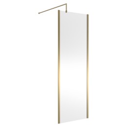 Wall Fixed 8mm Outer Framed Wetroom Screens 1850mm(H) - Brushed Brass (Includes x1 Wall Bracket) - 8 Sizes