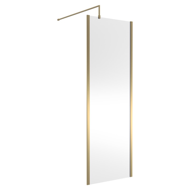 Wall Fixed 8mm Outer Framed Wetroom Screens 1850mm(H) - Brushed Brass