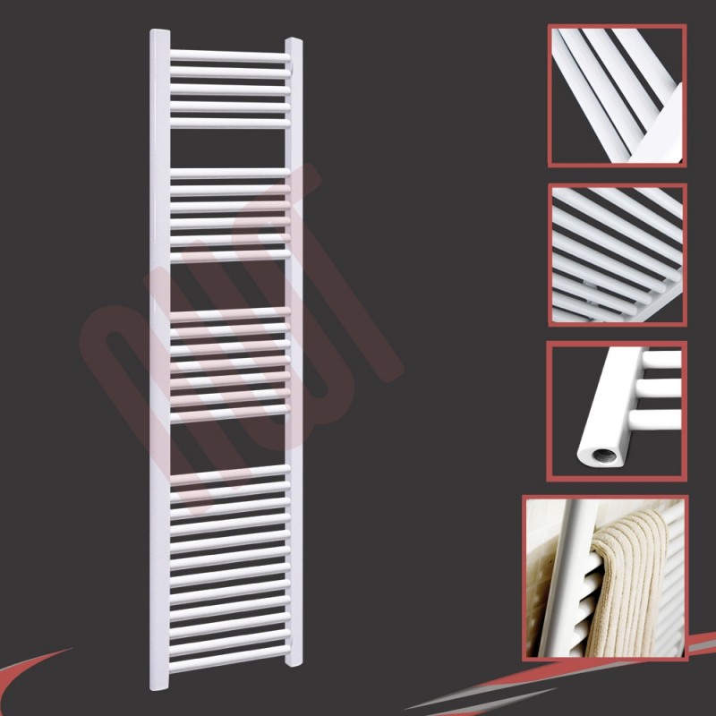 400mm (w) x 1800mm (h) Straight White Towel Rail