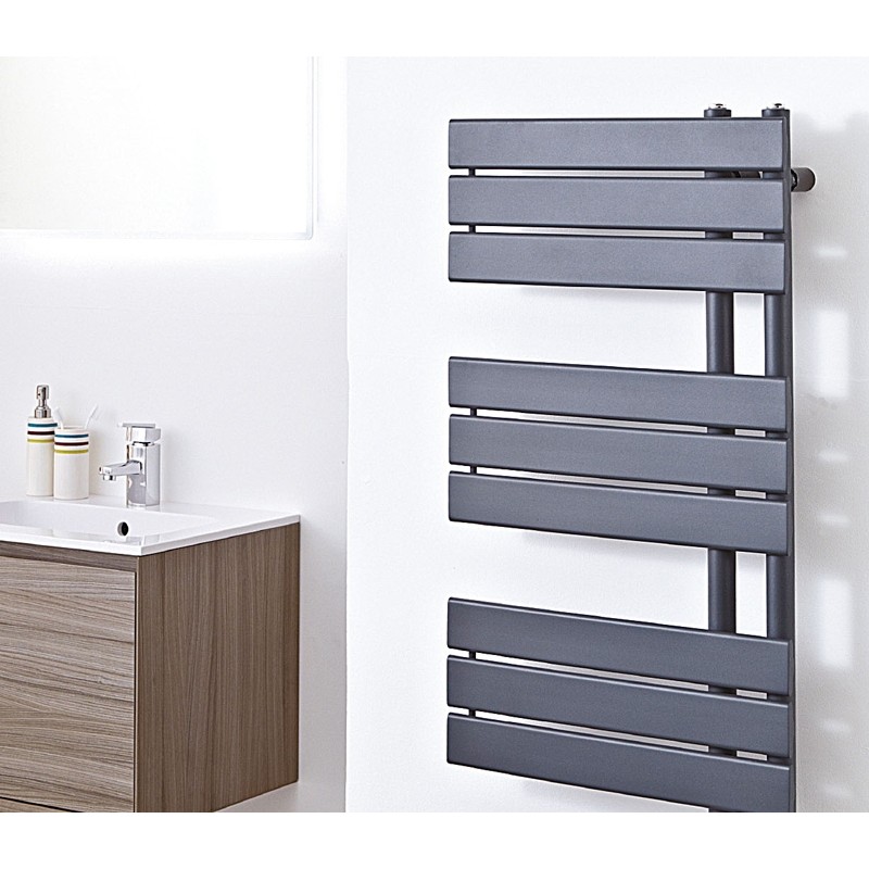 500mm (w) x 800mm (h) Apollo Latte Heated Towel Rail - Insitu