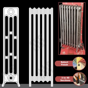 The "Mayfair" 4 Column 960mm (H) Traditional Victorian Cast Iron Radiator (3 to 40 Sections Wide) - Choose your Finish