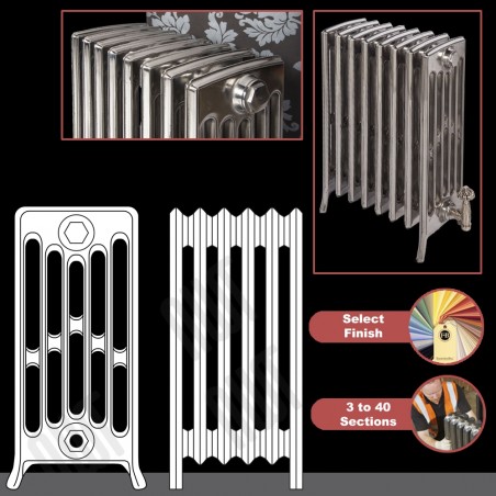 The "Mayfair" 6 Column 660mm (H) Traditional Victorian Cast Iron Radiator (3 to 40 Sections Wide) - Choose your Finish