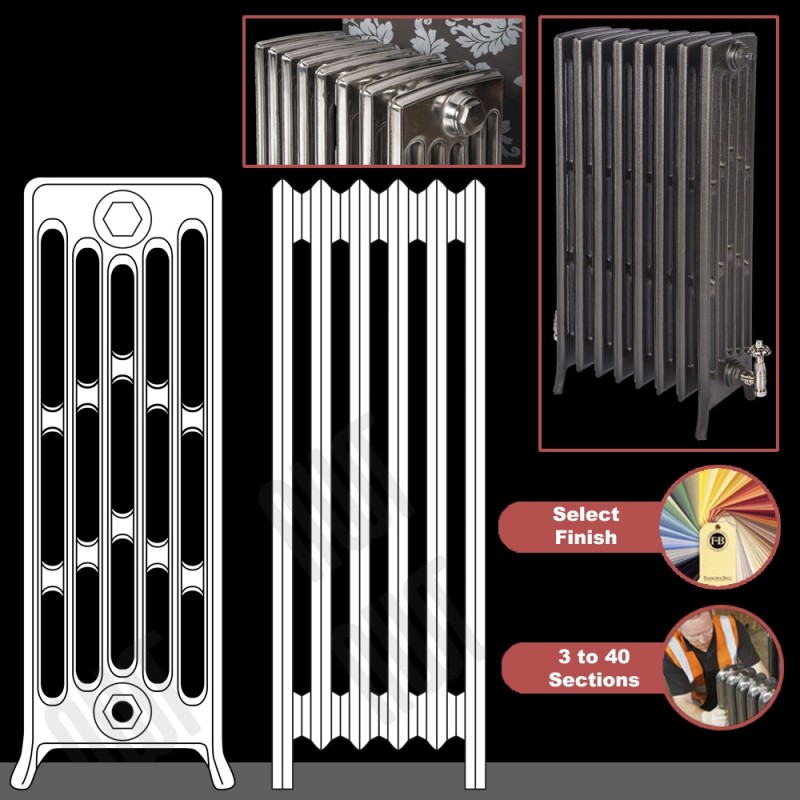 The "Mayfair" 6 Column 960mm (H) Traditional Victorian Cast Iron Radiator (3 to 40 Sections Wide) - Choose your Finish