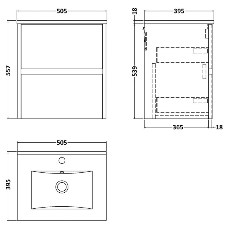 Havana 500mm Wall Hung Double Drawer Vanity Units