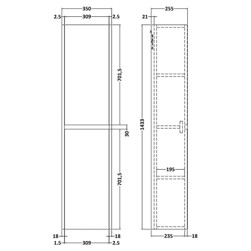 Havana 350mm x 1433mm Tall Cupboard Unit