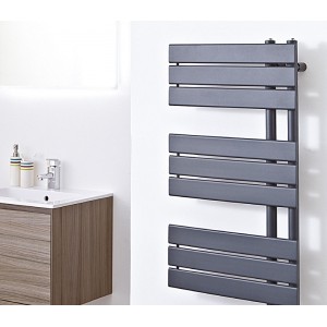 500mm (w) x 800mm (h) Electric "Apollo" Anthracite Heated Towel Rail (Single Heat or Thermostatic Option)