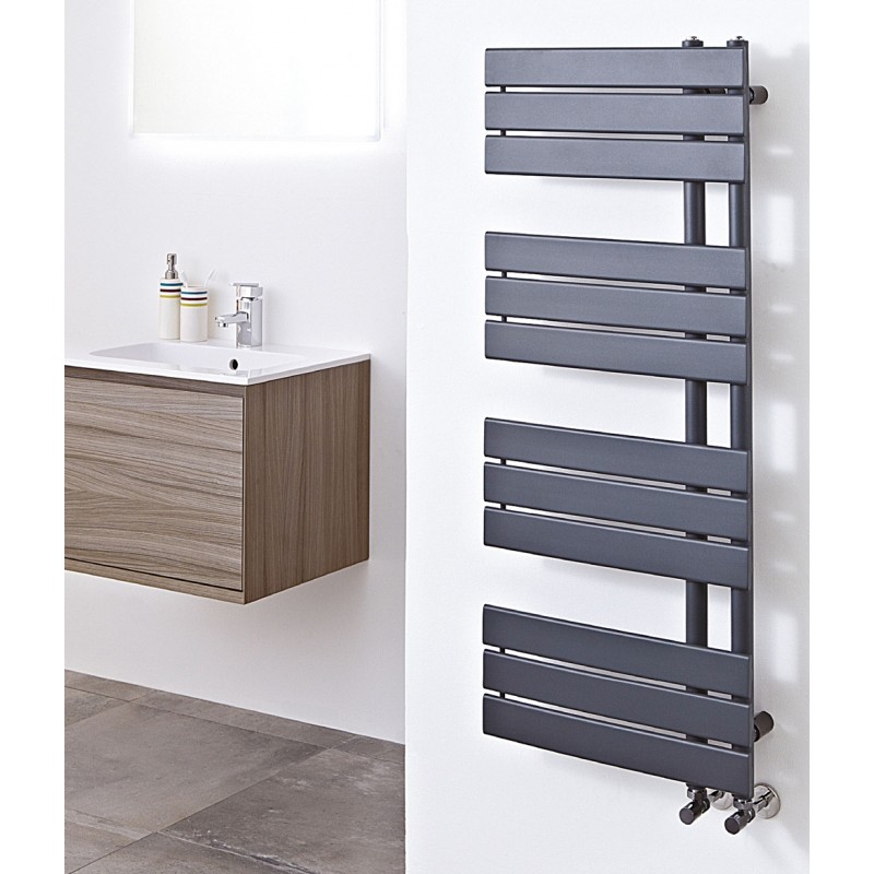 500mm (w) x 1200mm (h) Electric "Apollo" Anthracite Heated Towel Rail (Single Heat or Thermostatic Option)