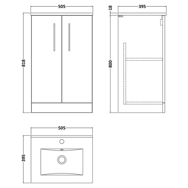 Arno 500mm Freestanding Cupboard Vanity Units