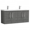 Arno 1200mm Wall Hung Double Basin Cupboard Vanity Units