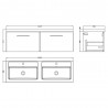 Arno 1200mm Wall Hung Double Drawer Double Basin Vanity Units