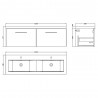 Arno 1200mm Wall Hung 2-Drawer Double Basin Vanity Units