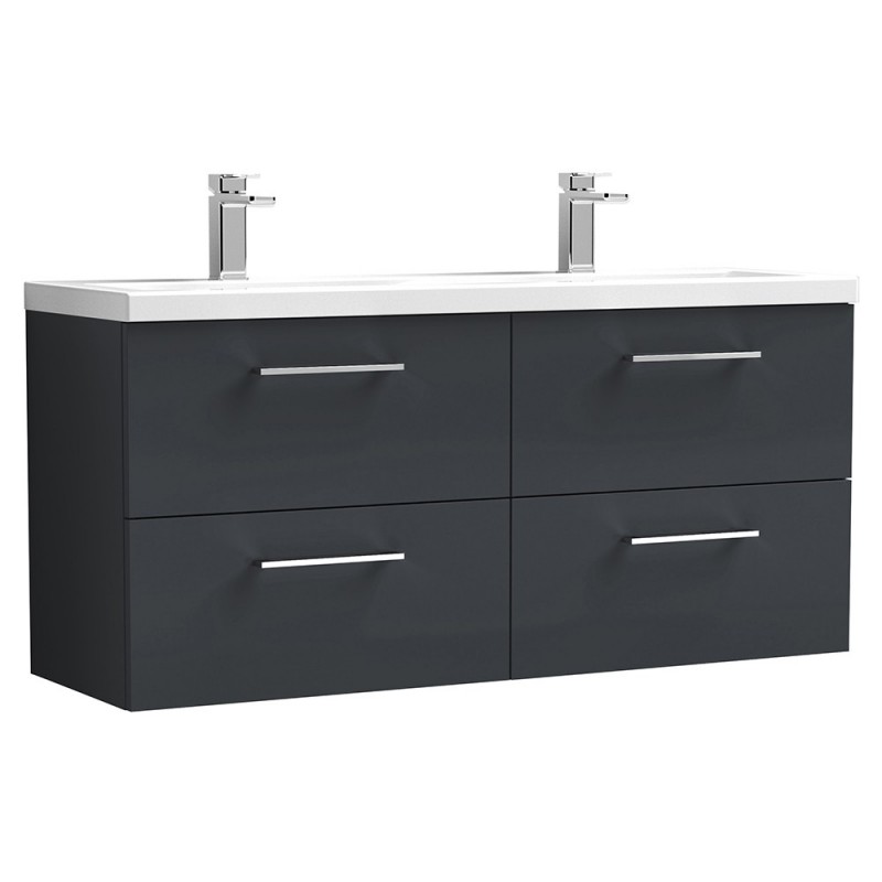 Arno 1200mm Wall Hung Four Drawer Double Basin Vanity Units