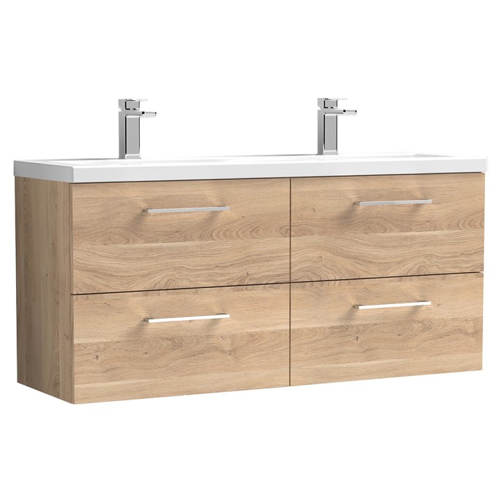 Arno 1200mm Wall Hung Four Drawer Double Basin Vanity Units