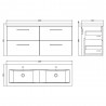 Arno 1200mm Wall Hung 4-Drawer Double Basin Vanity Units