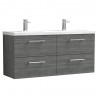 Arno 1200mm Wall Hung 4-Drawer Double Basin Vanity Units