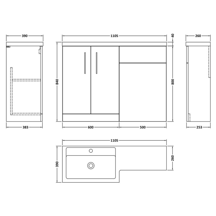 Arno 1100mm Freestanding Bathroom Combination Vanity Unit – Basin & WC Set