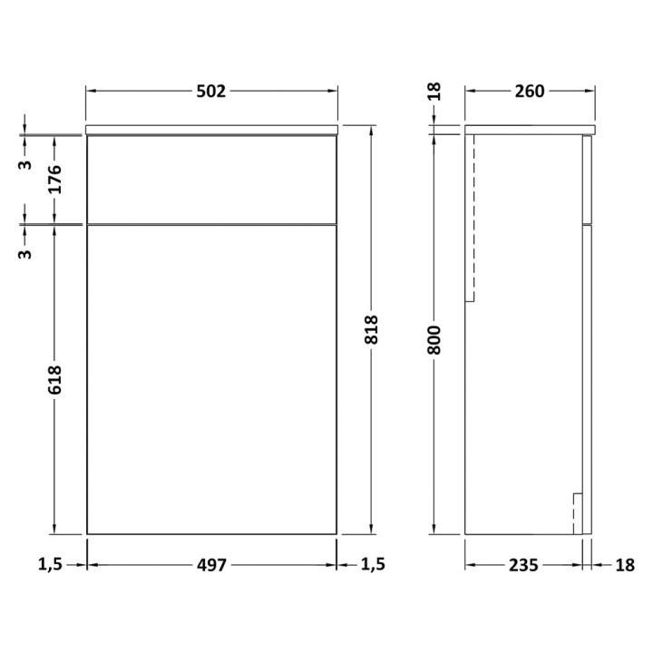 Arno 500mm Back-To-Wall WC Units