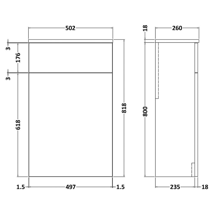 Arno 500mm Back-To-Wall WC Units
