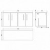 Arno 1200mm Wall Hung Double Basin Cupboard Worktop Vanity Units