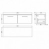 Arno 1200mm Wall Hung Double Drawer Basin Worktop Vanity Units